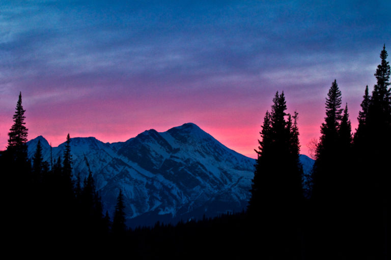 mountains sunset pink sky