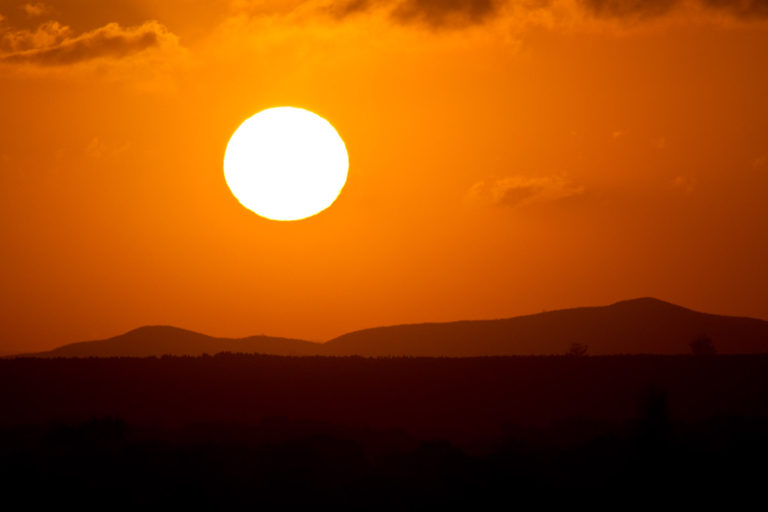 African sunset orange mountain