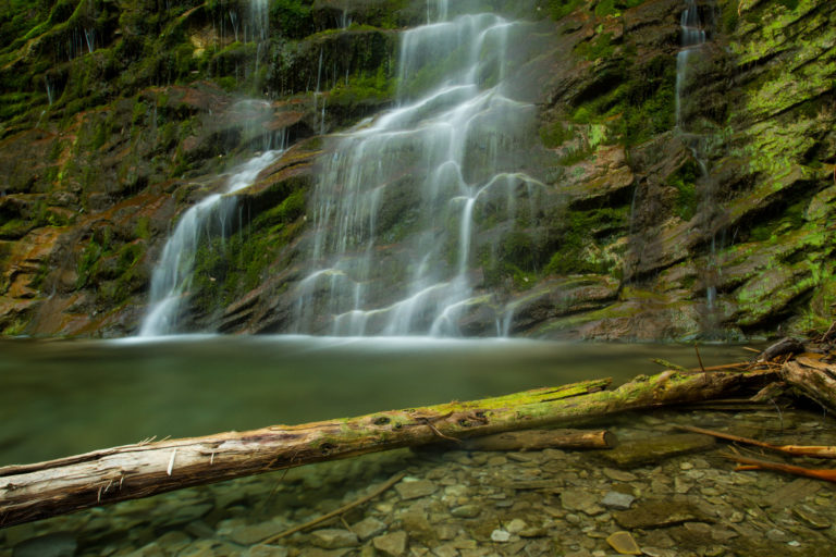 waterfall log green