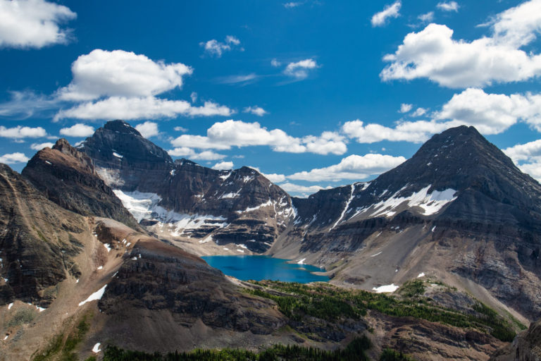 mountain lake blue sky