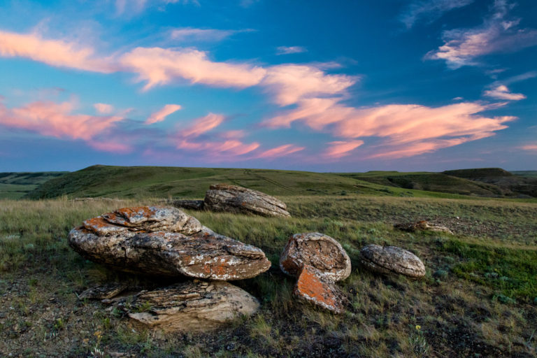 prairie rocks clouds