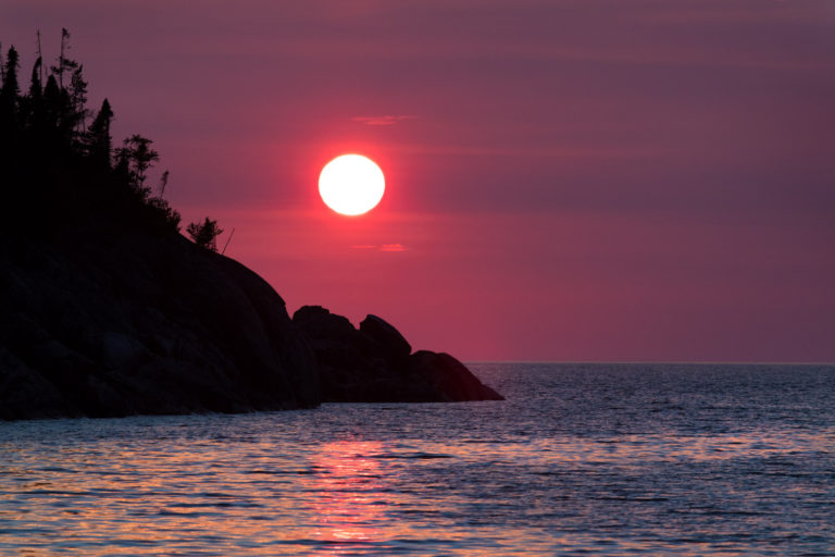 sunset pink lake