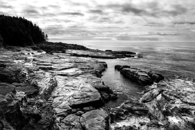 Black and white coast shelf ocean