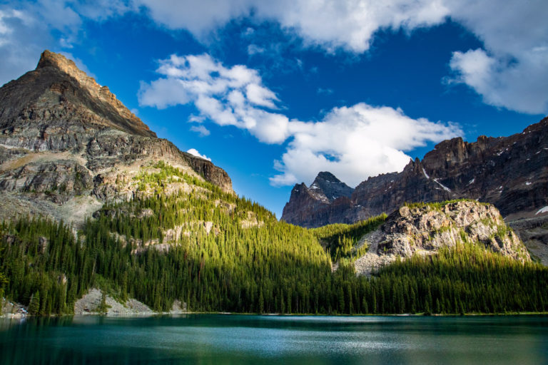 mountain lake blue sky