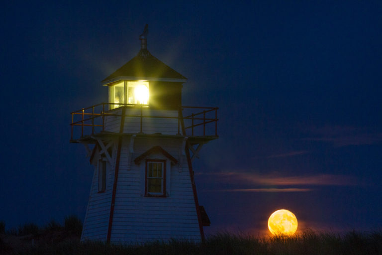 lighthouse full moon night