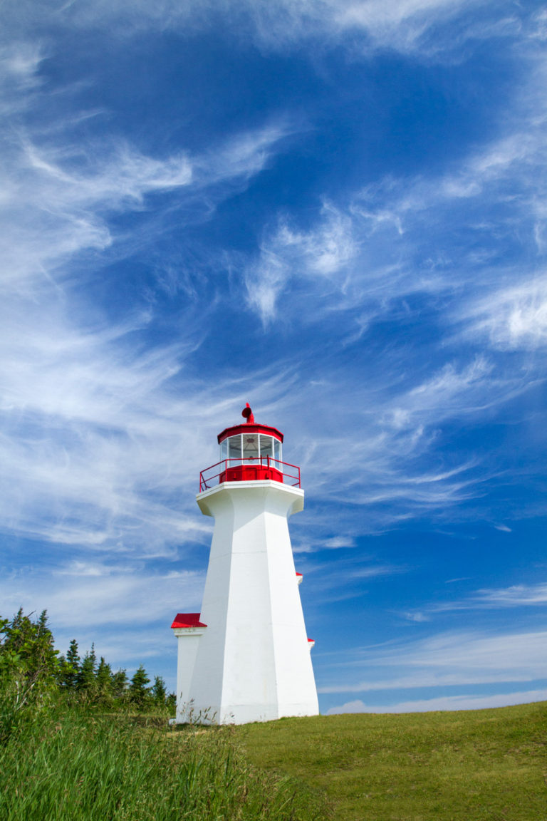 lighthouse clouds blue sky