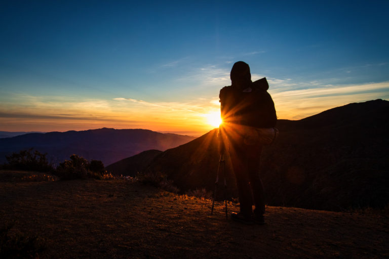 desert sunrise hiker