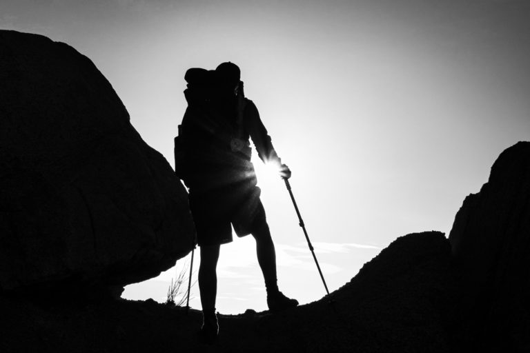 sunrise hiker black and white