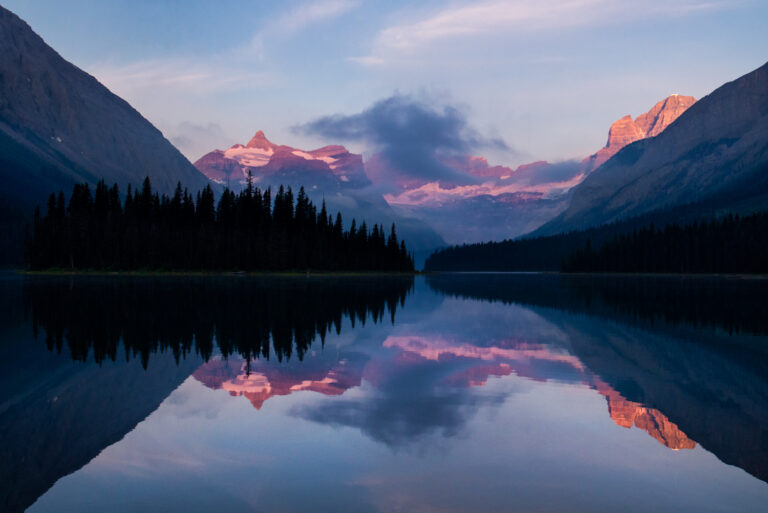 mountains lake sunrise