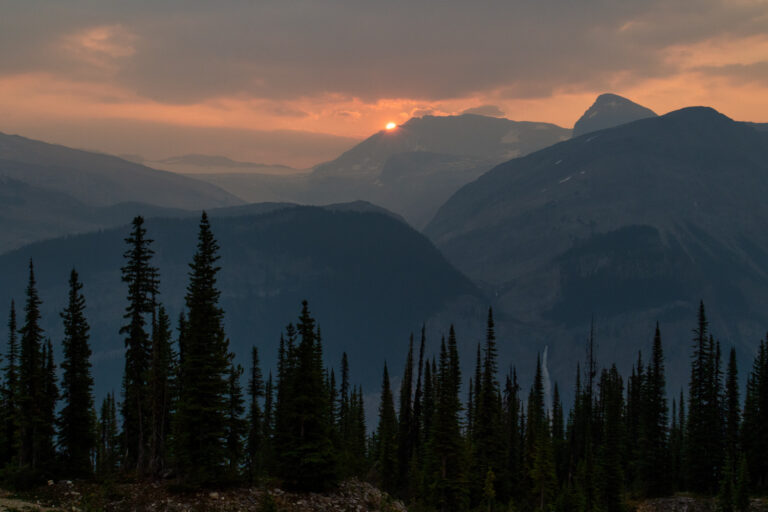 mountains sunrise trees