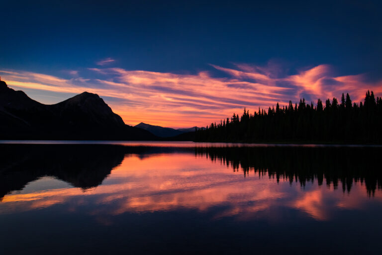 mountains lake sunset