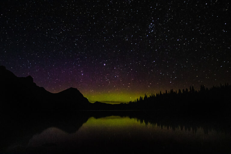 mountains lake stars